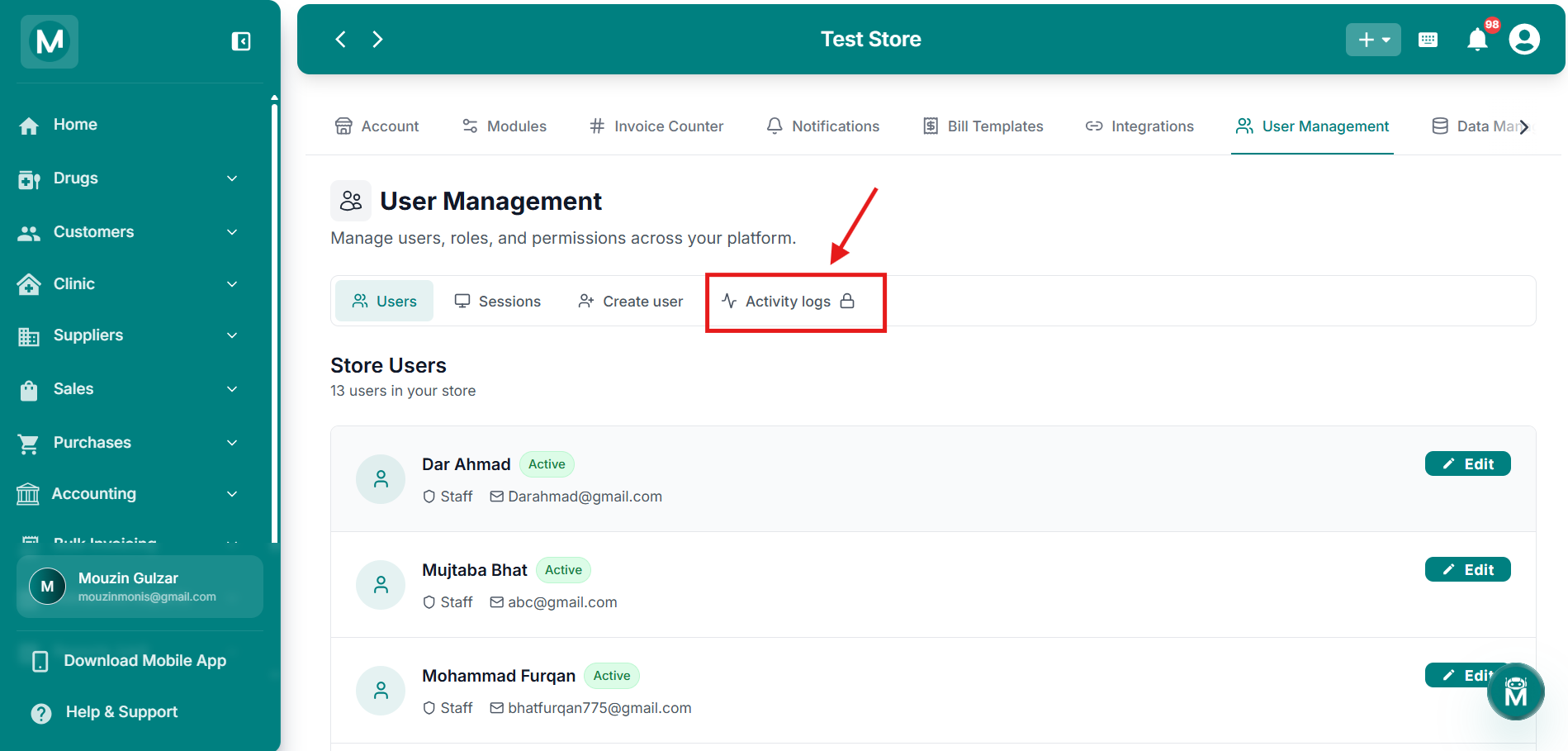 Activity Logs