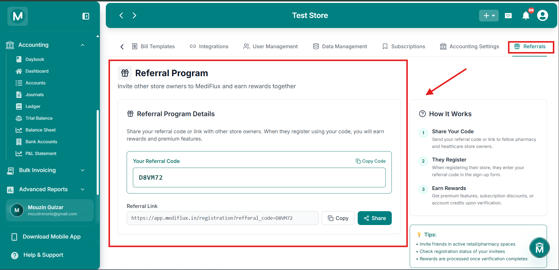 Referral Program Details