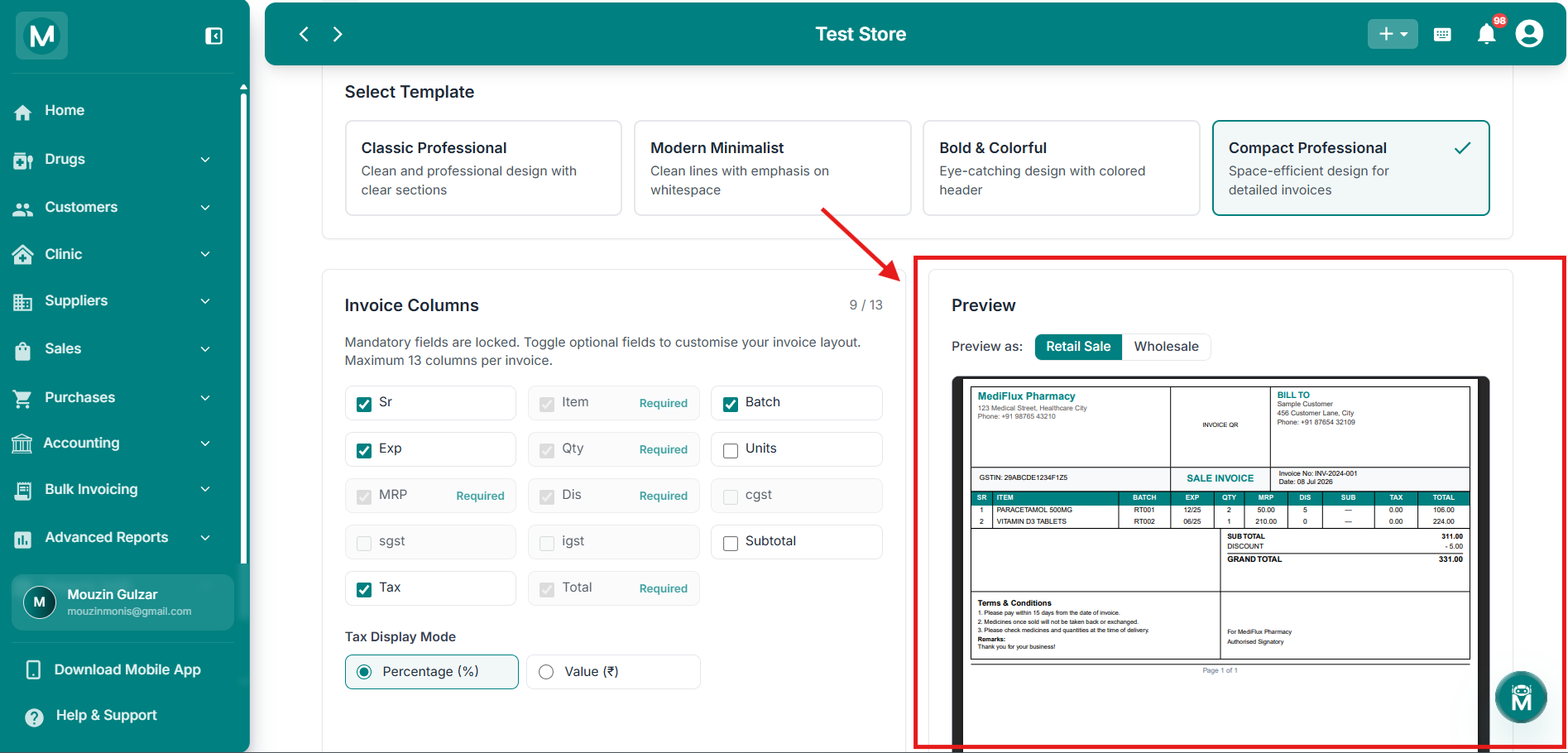 Full Invoice Preview