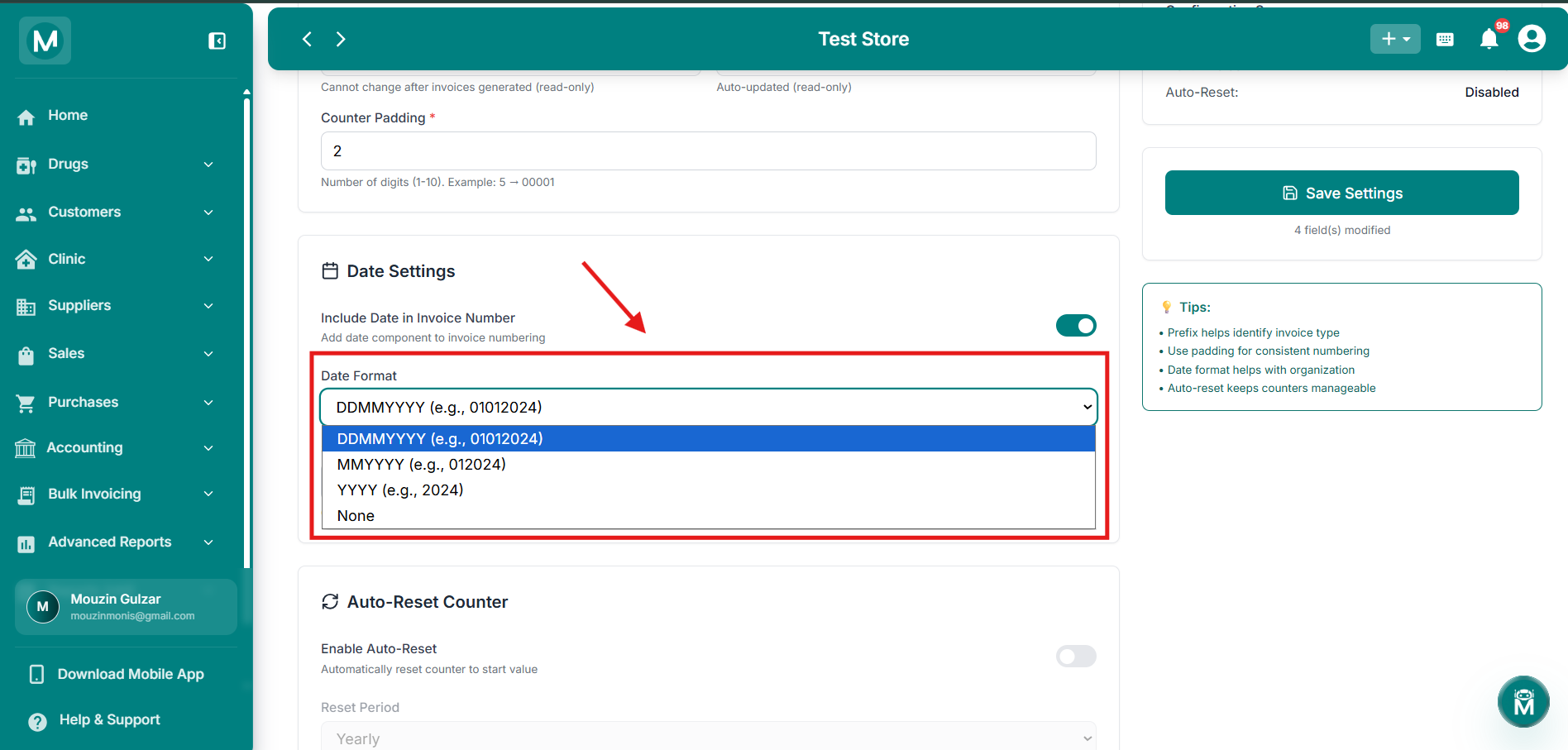 Date Format Dropdown