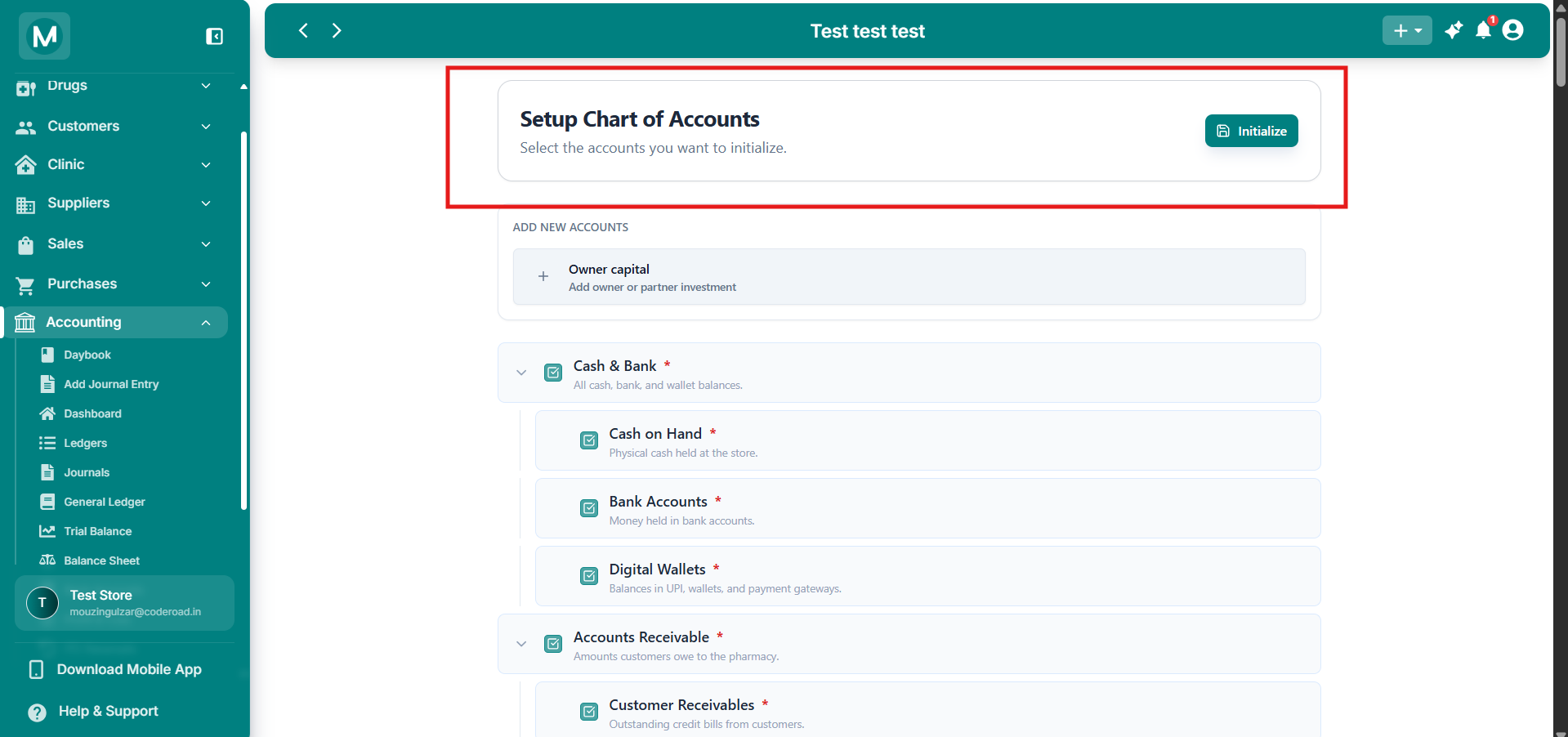 Setup Chart of Accounts