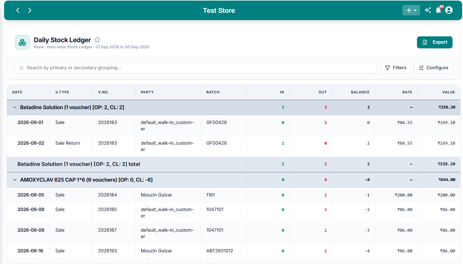 Daily Stock Ledger